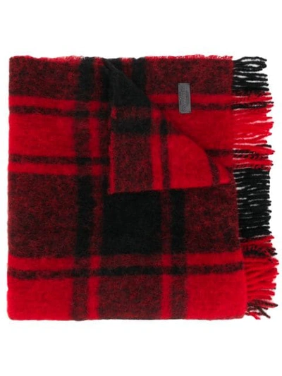 Shop Dsquared2 Oversized Plaid Scarf In Red