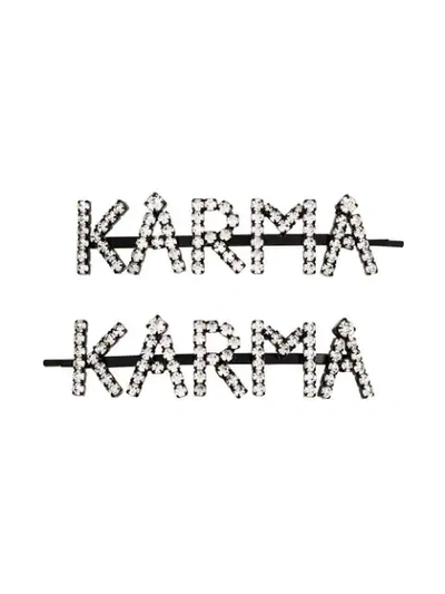 Shop Ashley Williams Karma Crystal-embellished Hair Pins In Black