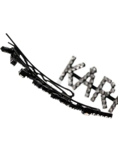 Shop Ashley Williams Karma Crystal-embellished Hair Pins In Black
