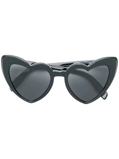 Shop Saint Laurent Loulou Heart Sunglasses In Black