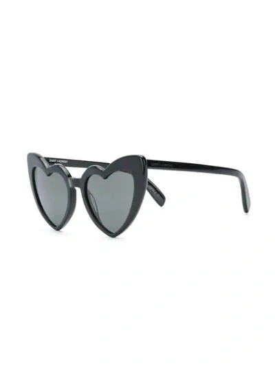 Shop Saint Laurent Loulou Heart Sunglasses In Black