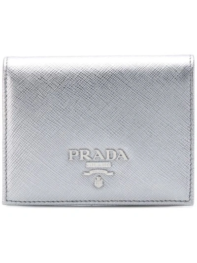 Shop Prada Saffiano Metallic Mini Flap Wallet