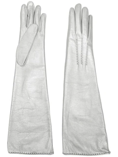 Shop Ermanno Scervino Long Slip-on Gloves In Silver