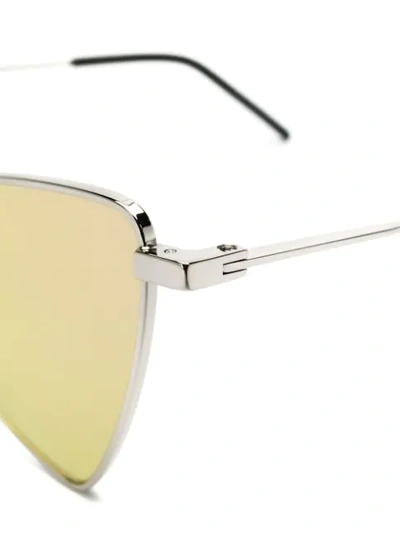 Shop Saint Laurent Triangle Frame Sunglasses In Silver