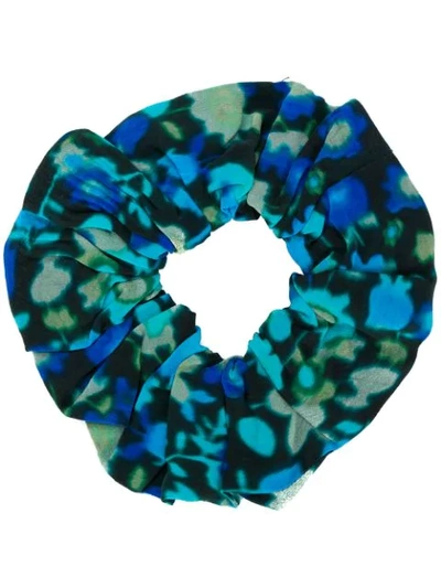 Shop Ganni Floral Scrunchie In Blue