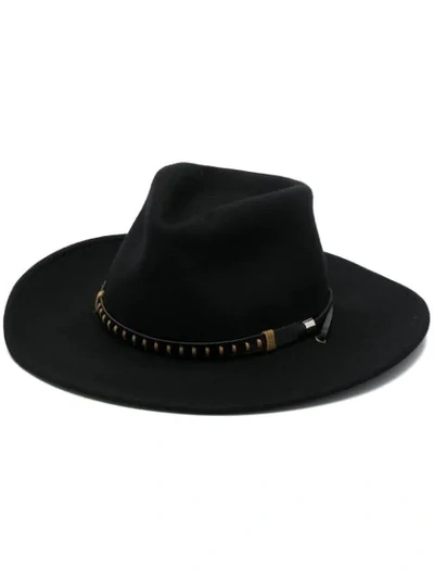 Shop Woolrich Stitched Trim Fedora In Black