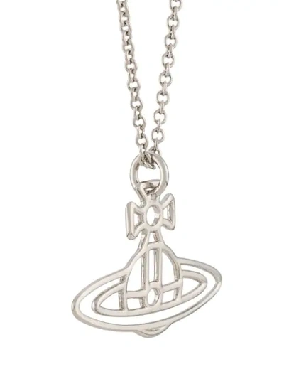 Shop Vivienne Westwood Thin Lines Orb Necklace In Silver