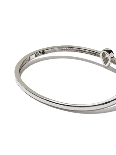 Shop As29 18kt White Gold Calvet Large Pear Illusion Pave Diamond Bangle In Silver