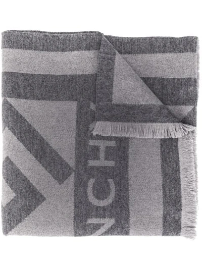 Shop Givenchy Intarsia Logo Winter Scarf In Grey