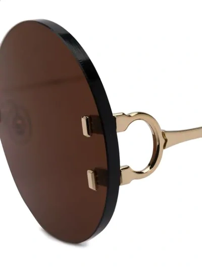 Shop Cartier Para Ótica Ventura C Décor Round-frame Sunglasses In Brown