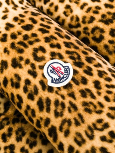 Shop Moncler Leopard Print Padded Collar In 大地色