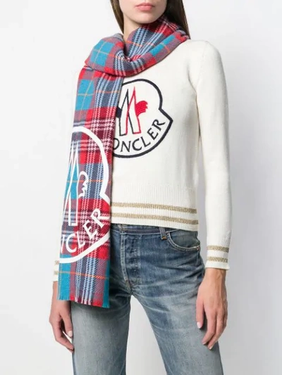 MONCLER CHECKED SCARF - 蓝色
