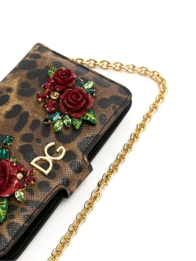 Shop Dolce & Gabbana Animal Print Embellished Iphone Case In Black
