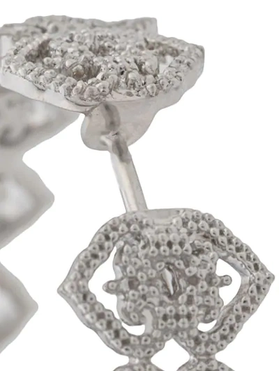 Shop Colette 18kt White Gold Filigree Diamond Hoops In Silver