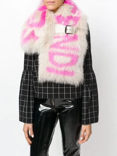 Shop Fendi Contrast Collar With Logo In Pink