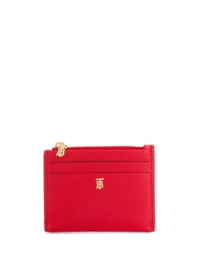 Shop Burberry Zipped Cardholder In Red