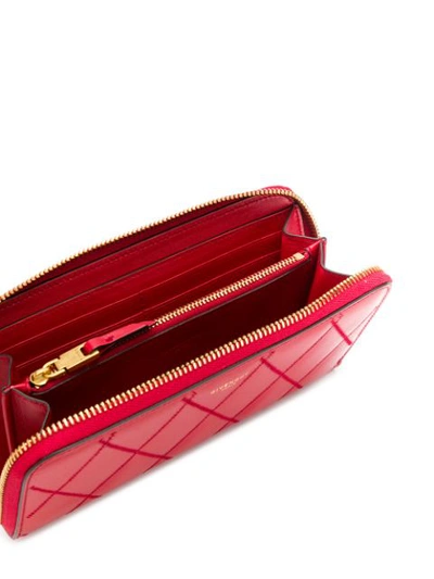 Shop Givenchy Gv3 Zip-around Wallet In Red
