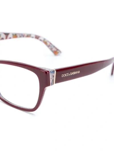 Shop Dolce & Gabbana Rectangular Glasses In Red