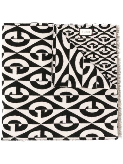 Shop Gucci Logo Intarsia Scarf In Black