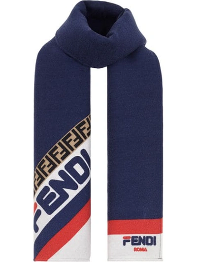 Shop Fendi Mania Scarf In Blue