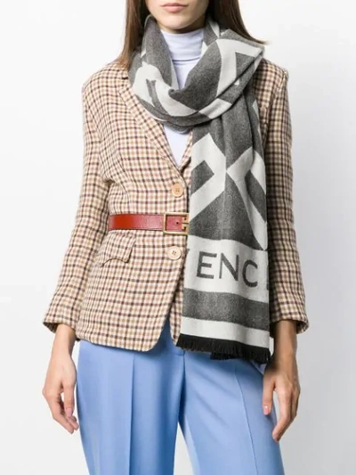 Shop Givenchy 4g Logo Scarf In Grey