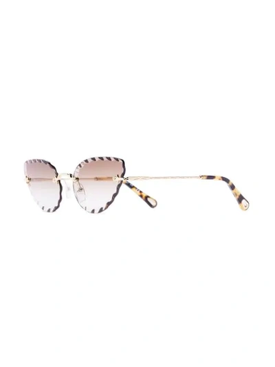 Shop Chloé Scallop Trim Cat-eye Sunglasses In Brown