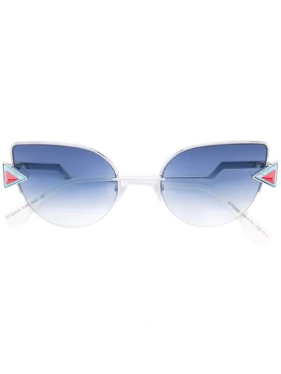 Shop Fendi Rainbow Sunglasses With Stones In Metallic