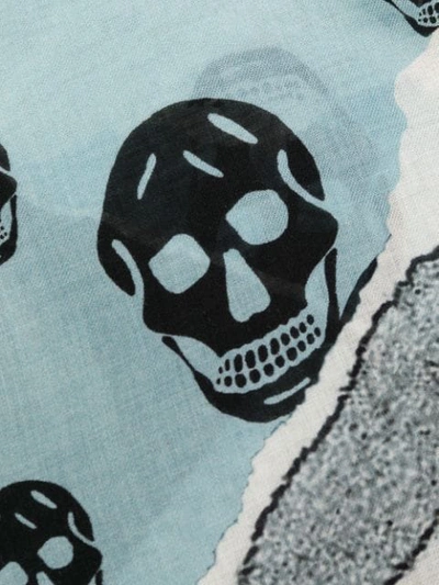 Shop Alexander Mcqueen Rose And Skull Print Scarf In Blue