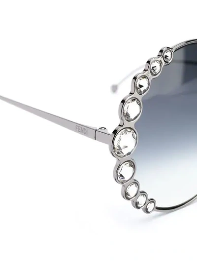 Shop Fendi Crystal Embellished Sunglasses In Silver