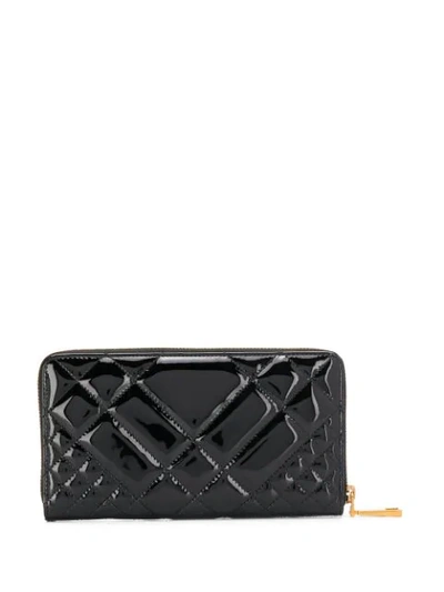 Shop Versace Quilted Patent Leather Wallet In Black