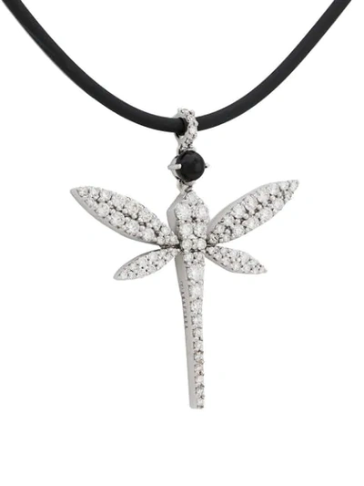 Shop Anapsara 18kt White Gold Dragonfly Diamond Pendant Necklace