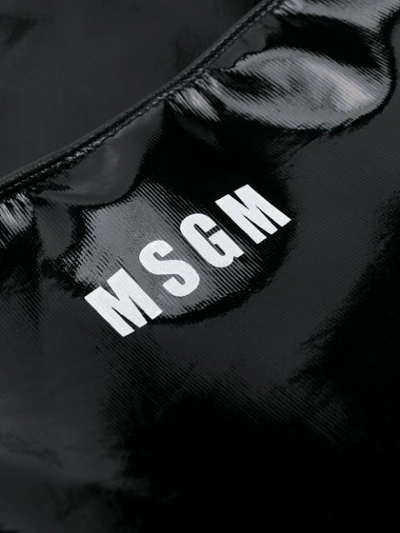 Shop Msgm Runway Vinyl Logo Gloves - Black
