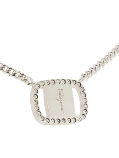 Shop Ferragamo Vara Pendant Necklace In Silver