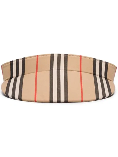 BURBERRY ICON STRIPE VISOR HAT - 棕色