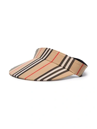 BURBERRY ICON STRIPE VISOR HAT - 棕色