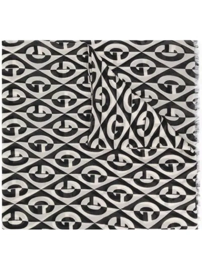 GUCCI LOGO PRINTED SCARF - 黑色