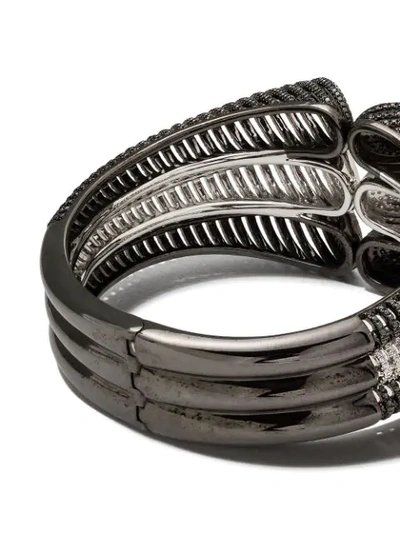 Shop As29 18kt Black And 18kt White Gold Spine Diamond Triple Cuff