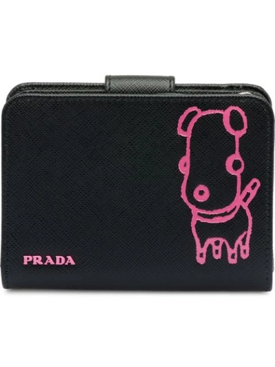 Prada Malia Small Saffiano Leather Wallet In Black ModeSens
