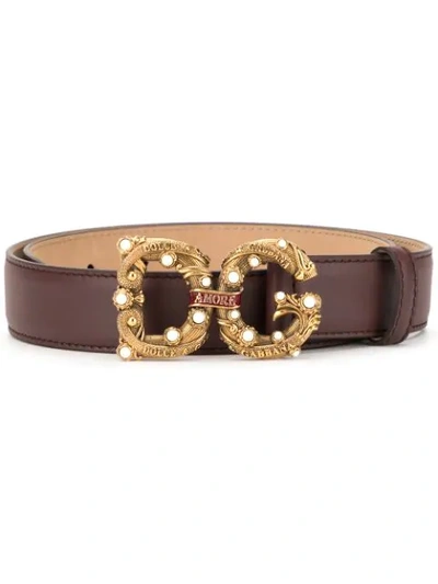 Shop Dolce & Gabbana Dg Amore Logo Belt In Purple