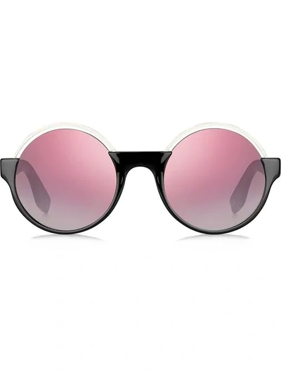 Shop Marc Jacobs Contrast Round Sunglasses In Black
