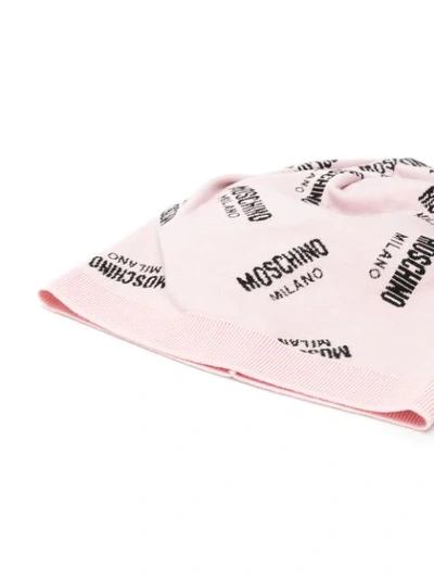 Shop Moschino Intarsia Logo Beanie In Pink