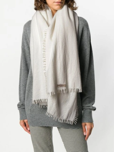 Shop Blanca Wide Distressed Scarf - White