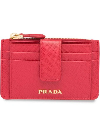 Shop Prada Logo-plaque Card Holder In Pink