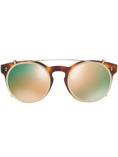 Shop Valentino Garavani Round Frame Sunglasses In Braun