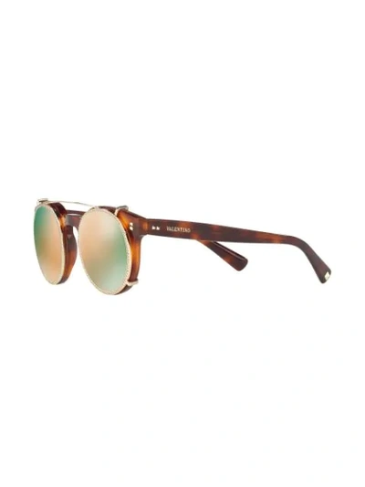 Shop Valentino Garavani Round Frame Sunglasses In Braun