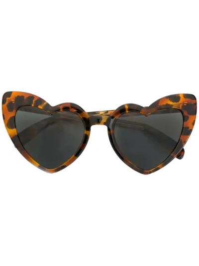 Shop Saint Laurent New Wave 181 Loulou Sunglasses In 2500 -brown Leopard Grey