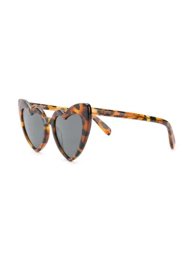 Shop Saint Laurent New Wave 181 Loulou Sunglasses In 2500 -brown Leopard Grey