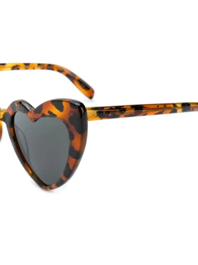 Shop Saint Laurent New Wave 181 Loulou Sunglasses In 2500 -brown Leopard Grey