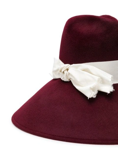 Shop Gucci Wide Brim Bow Hat In Red