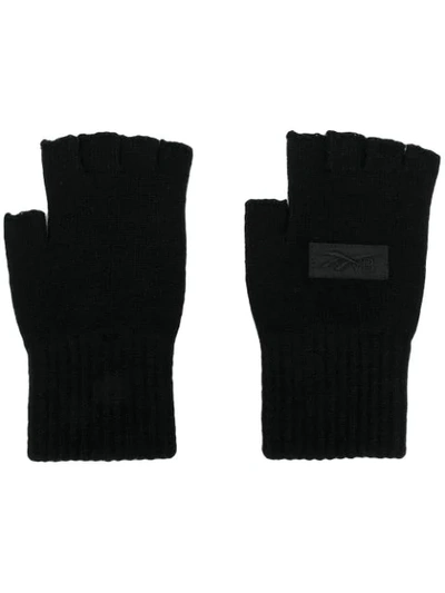 Shop Victoria Beckham Fingerless Logo Patch Gloves In Black